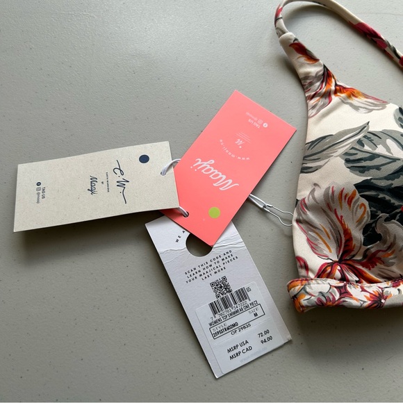 Maaji Bikini Tops Womens Medium Multicolor Floral Reversible Swimsuit New - Picture 8 of 8